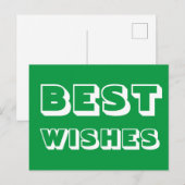 Beste Wünsche, Viel Glück, grünes Weiß Postkarte (Vorne/Hinten)