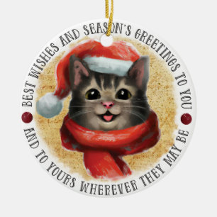 Beste Wunschkatze   beidseitig Keramik Ornament