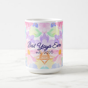Beste Yaya Muttertag Wasserfarben Blumen Kaffeetasse