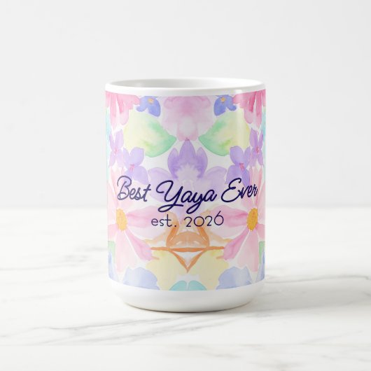 Beste Yaya Muttertag Wasserfarben Blumen Kaffeetasse (Mittel)