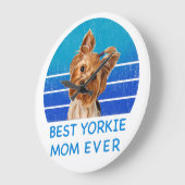 Beste Yorkshire Terrier Mom Große Wanduhr (Winkel)