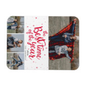 Beste Zeit des Jahres Red Typografy Foto Collage Magnet (Horizontal)