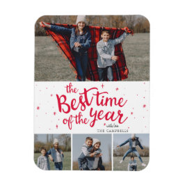 Beste Zeit des Jahres Red Typografy Foto Collage Magnet