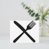 Besteckgabel und Messer gekreuzt Postkarte (Stehend Vorderseite)