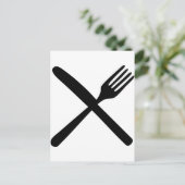 Besteckgabel und Messer gekreuzt Postkarte (Stehend Vorderseite)