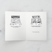 Bestehen des Fahrtests 3 Cartoon der Fahrschule. Karte (Innenseite)