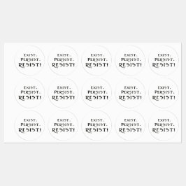 Besteht. Beharrt. Widerstehen! Etiketten