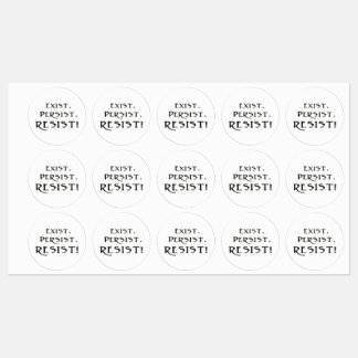 Besteht. Beharrt. Widerstehen! Etiketten