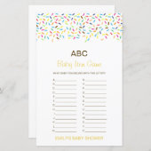 Bestellbare Alphabet Babyartikel Babydusche Spiel (Vorne/Hinten)