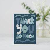 Bestellen DANK Blue Curvy Bubbleletters Custom QR Postkarte (Stehend Vorderseite)