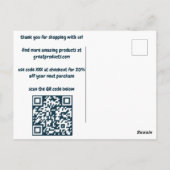Bestellen DANK Blue Curvy Bubbleletters Custom QR Postkarte (Rückseite)