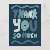 Bestellen DANK Blue Curvy Bubbleletters Custom QR Postkarte (Vorderseite)