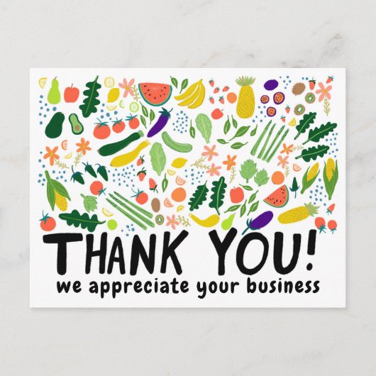 Bestellen DANK Lebensmittel Obst Veggies CUSTOM QR Postkarte (Vorderseite)