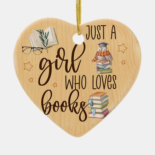 Bestellen einer Girl-Liebe Bücher Writter Reader B Keramik Ornament (Vorne)