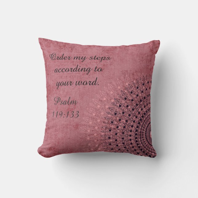 Bestellen Sie meine Schritte Psalm 119 Rust Doily  Kissen (Vorderseite)