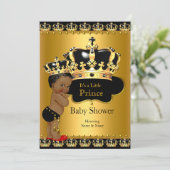Bestellen Sie Prince Baby Dusche Red Black Gold Einladung (Stehend Vorderseite)