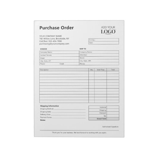 Bestellformular | Editierbares Logo für kleine Unt Notizblock (Rotiert)