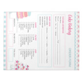 Bestellformular für Backwaren und Backwaren Notepa Notizblock (Vorderseite)