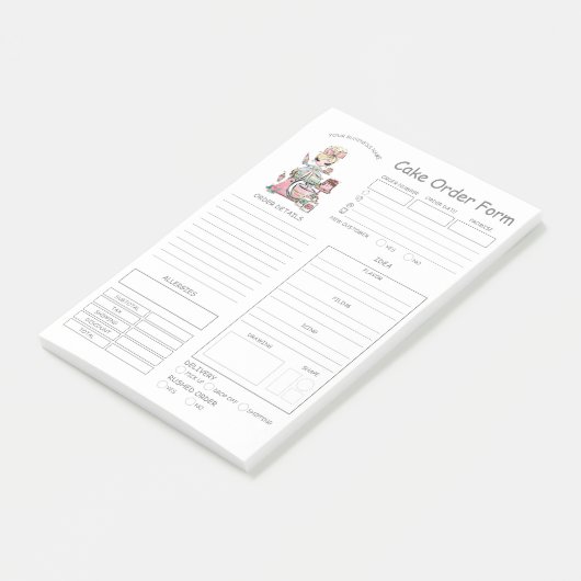 Bestellformular für die Bestellung von Bäckereien Post-it Klebezettel (angewinkelt)