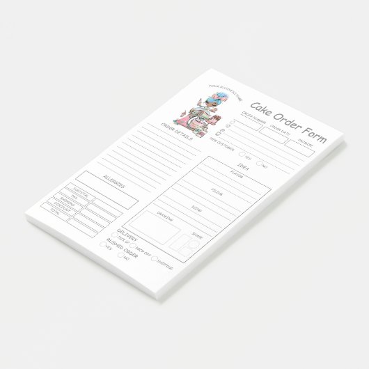 Bestellformular für die Bestellung von Bäckereien Post-it Klebezettel (angewinkelt)