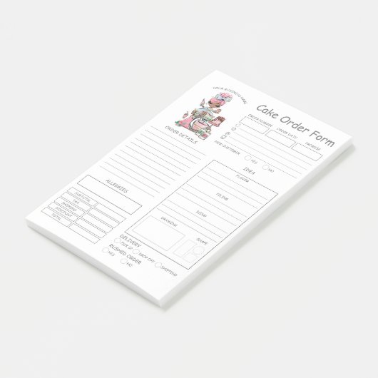Bestellformular für die Bestellung von Bäckereien Post-it Klebezettel (angewinkelt)