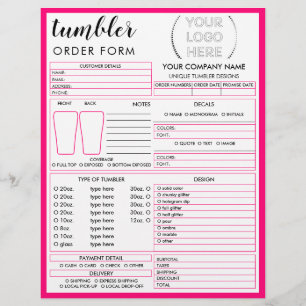 Bestellformular für Neon-Pink-Tumbler-Tasse Flyer