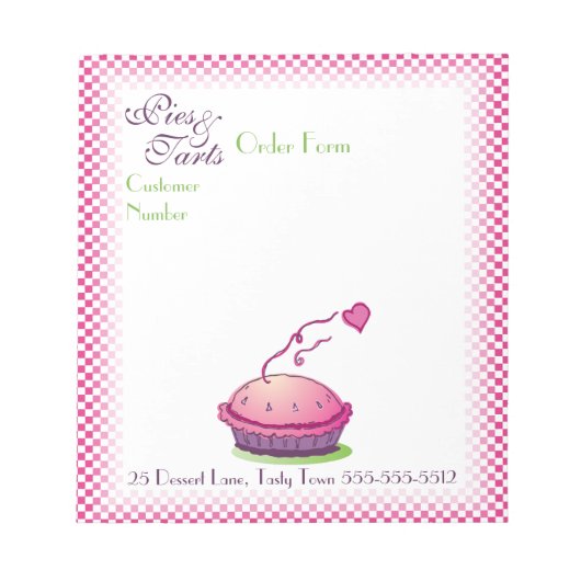 Bestellformular für Pies & Targets Notizblock (Vorderseite)