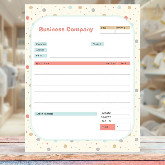 Bestellformular für Polka Dots Theme und Editor fü Notizblock