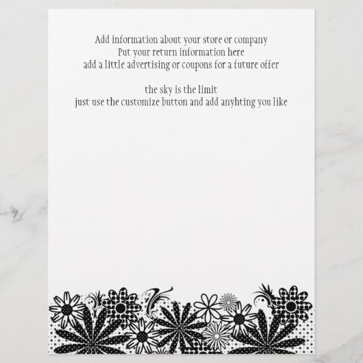 Bestellformular für Schwarz-Weiß-Blume Flyer (Hinten)