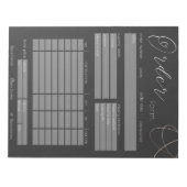 Bestellformular für Schwarz/Weiß-Glitzer Notizblock (Vorderseite)