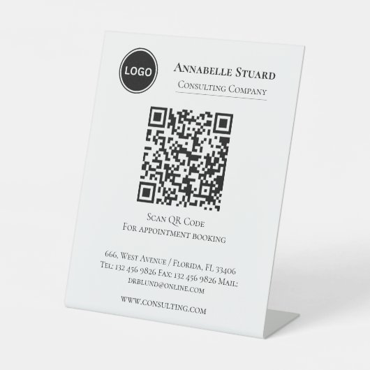 Bestellung Buchung QR-Code Beruflich Sockelschild (Vorderseite)