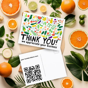 Bestellung DANKE Obst Gemüse INDIVIDUELLER QR-Code Postkarte