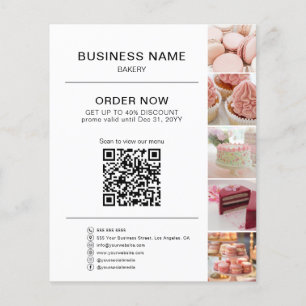 Bestellung der Bäckerei QR Code Rabatt Foto Weiß Flyer