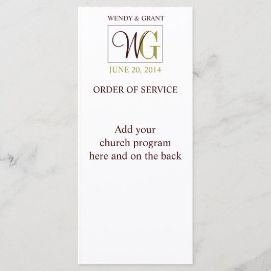 Bestellung des Logos für die Hochzeitserie Programm (Vorderseite)