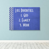 Bestellung "God Family Work" Leinwanddruck (Insitu (Holzboden))