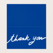 Bestellung Vielen Dank Script Blue Social Icons QR Visitenkarten (Außenseite Aufgefaltet)