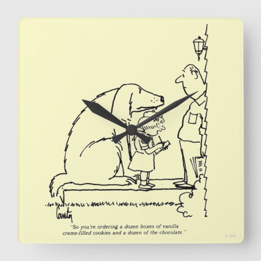 Bestellung von Cookies Quadratische Wanduhr (Vorderseite)