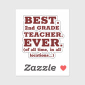 Bester 2. Klasse Lehrer je klassischer Round-Stick Aufkleber (Blatt)