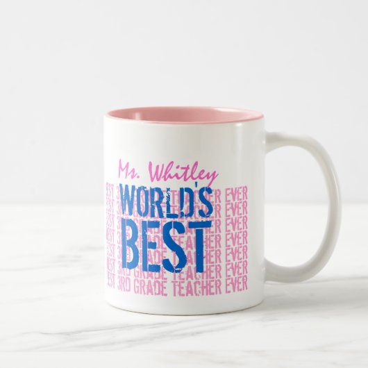 Bester 3. Klasse Lehrer Blue Pink Zweifarbige Tasse (Rechts)