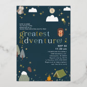 Bester Adventure Boy Navy Baby Shower Gold Folieneinladung (Vorderseite)