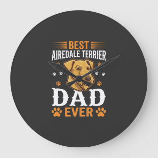 Bester Airedale-Terrier-Vater überhaupt Hundeliebh Große Wanduhr