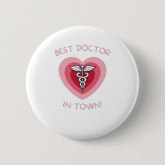 Bester Arzt Der Stadt Herz Medizinisches Design Button (Vorderseite)