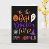 Bester Arzt zu Halloween in Orange und Lila Karte (Gelbe Blume)