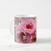 Bester Assistent! Kaffee Cup Geschenke Rosa Blüten Kaffeetasse (Vorderseite Links)