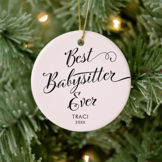 Bester Babysitter je moderne Kalligraphie Keramik Ornament (Baum)
