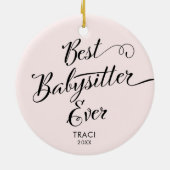 Bester Babysitter je moderne Kalligraphie Keramik Ornament (Hinten)