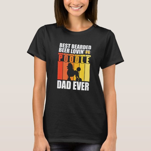 Bester bärtiger bierliebender Pudel-Vater jemals L T-Shirt (Vorderseite)