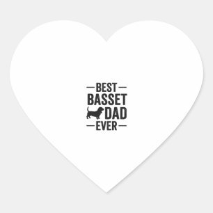 Bester Basset-Vater Aller Zeiten Vintage Gravur Hu Herz-Aufkleber