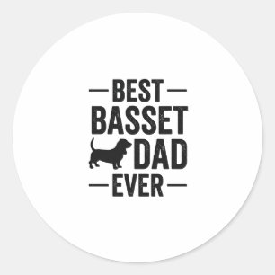 Bester Basset-Vater überhaupt Vintage Gravur Hund- Runder Aufkleber