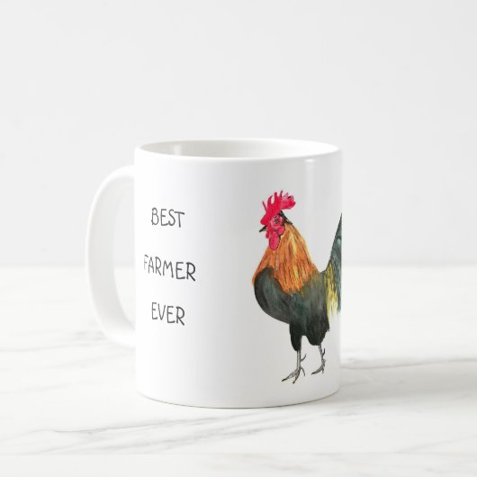 Bester Bauer je Rooster Aquarellfarm Kaffeetasse (Vorderseite Links)